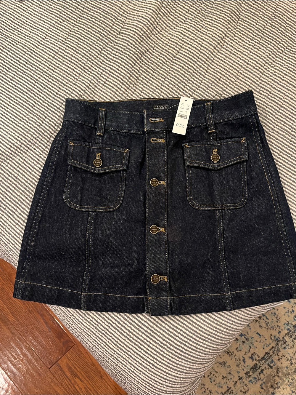 J. Crew Dark Indigo Button-Front Denim Mini Skirt - Picture 3 of 4